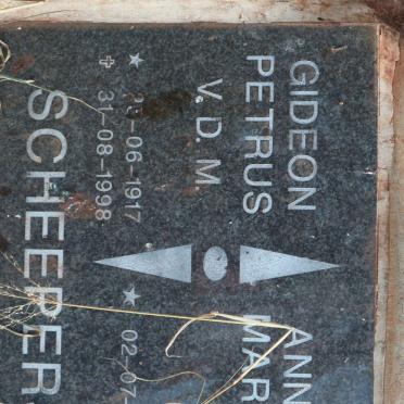 SCHEEPERS Gideon Petrus V.D.M. 1917-1998 &amp; Anna Maria 1926-