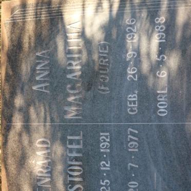 SCHEEPERS Coenraad Christoffel 1921-1977 &amp; Anna Magaritha FOURIE 1926-1988