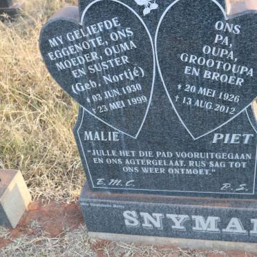 SNYMAN Piet 1926-2012 &amp; Malie NORTJE 1930-1999