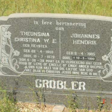 GROBLER Johannes Hendrik 1905-1990 &amp; Theunsina Christina W.E. HEYSTEK 1908-1979