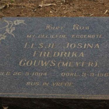 GOUWS Elsje Josina Fredrika nee MEYER 1884-1961