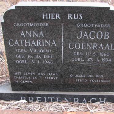 BREITENBACH Jacob Coenraad 1860-1934 &amp; Anna Catharina VILJOEN 1861-1946