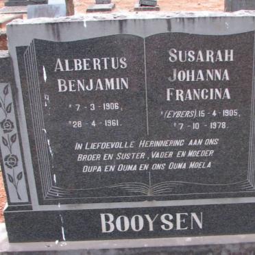 BOOYSEN Albertus Benjamin 1906-1961 &amp; Susarah Johanna Francina EYBERS 1905-1978