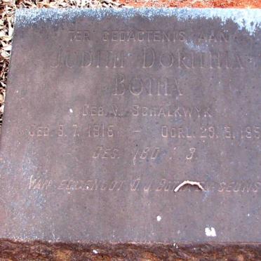 BOTHA Judith Dorithia nee v. SCHALKWYK 1916-1950