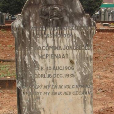 JONGBLOED Elsie Jacomina nee PIENAAR 1906-1935