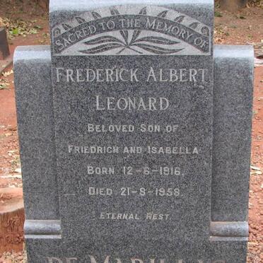 MARILLAC Frederick Albert Leonard, de 1916-1958