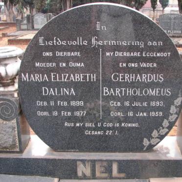 NEL Gerhardus Bartholomeus 1893-1959 &amp; Maria Elizabeth Dalina 1899-1977