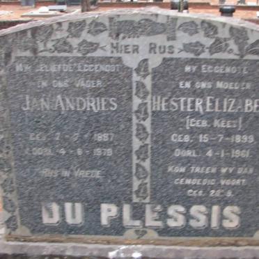 PLESSIS Jan Andries, du 1887-1978 &amp; Hester Elizabeth KEET 1899-1961