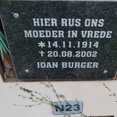 BURGER Joan 1914-2002