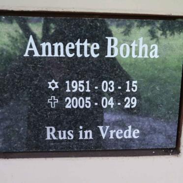 BOTHA Annette 1951-2005