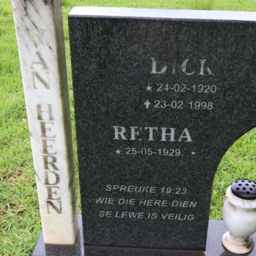 HEERDEN Dick, van 1920-1998 &amp; Retha 1929-