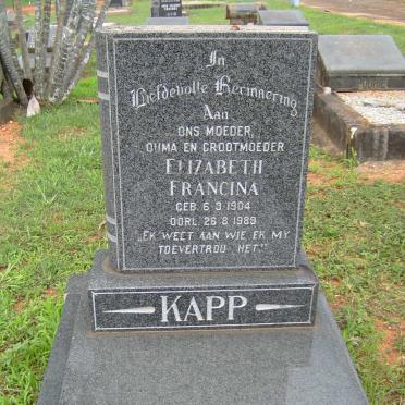 KAPP Elizabeth Francina 1904-1989