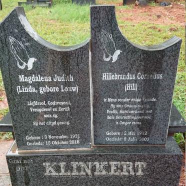 KLINKERT Hillebrandus Cornelius 1912-2003 &amp; Magdalena Judith LOUW 1921-2016