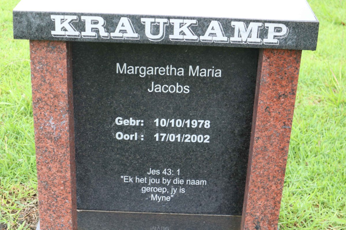 KRAUKAMP Magaretha Maria Jacobs 1978-2002