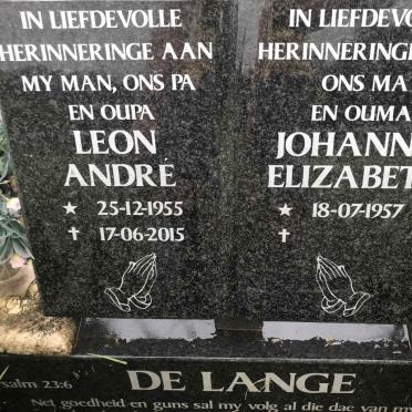 LANGE Leon Andre, de 1955-2015 &amp; Johanna Elizabeth 1957-