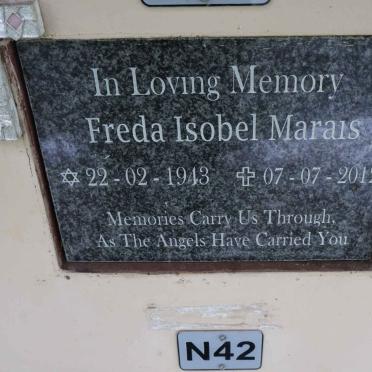 MARAIS Freda Isobel 1943-2012