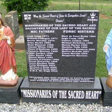 Memorial for the Missionaries of the Sacred Heart and Daughters of our Lady of the Sacred Heart