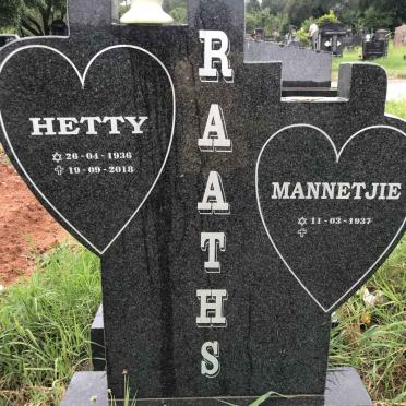 RAATHS Mannetjie 1937- &amp; Hetty 1936-2018