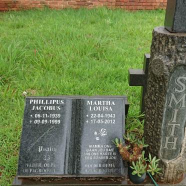 SMITH Phillipus Jacobus 1939-1999 &amp; Martha Louisa 1943-2012