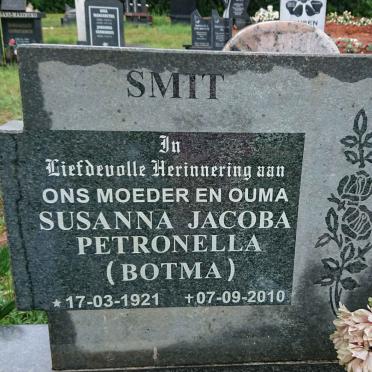 SMIT Susanna Jacoba Petronella nee BOTMA 1921-2010