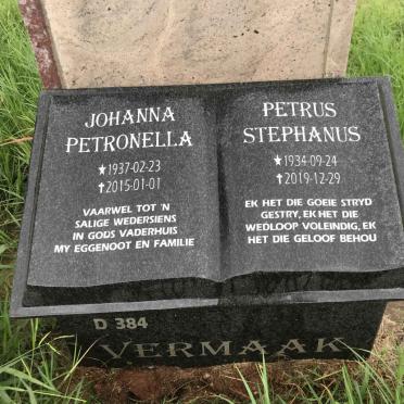VERMAAK Petrus Stephanus 1934-2019 &amp; Johanna Petronella 1937-2015