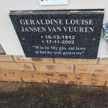 VUUREN Geraldine Louise, Jansen van 1912-2002