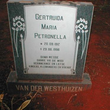 WESTHUIZEN Gertruida Maria Petronella, van der 1912-1996