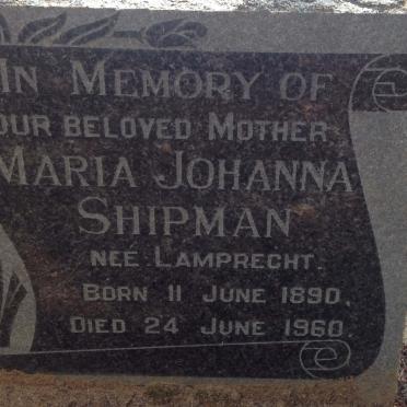 SHIPMAN Maria Johanna nee LAMPRECHT 1890-1960