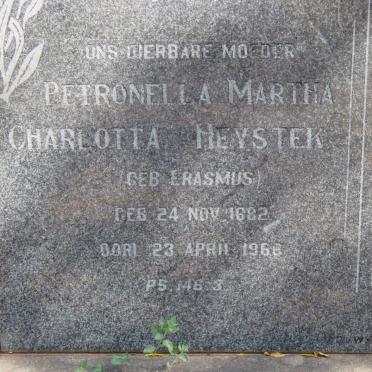 HEYSTEK Petronella Martha Charlotta nee ERASMUS 1882-1966