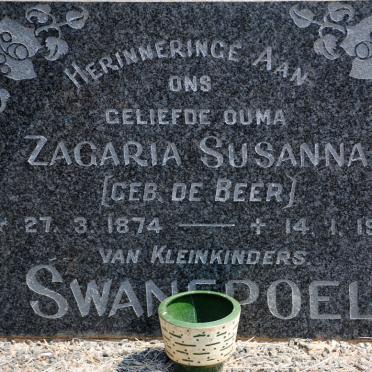 SWANEPOEL Zagaria Susanna nee DE BEER 1874-1963