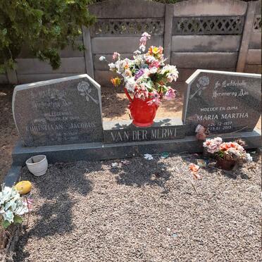 MERWE Christiaan Jacobus, van der 1934-1990 &amp; Maria Martha 1937-2013