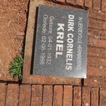 KRIEL Dirk Cornelis 1932-1998