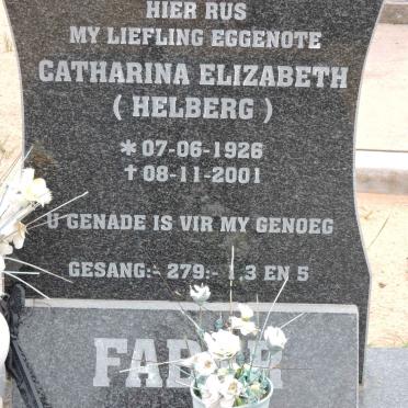 FABER Catharina Elizabeth nee HELBERG 1926-2001