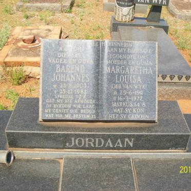 JORDAAN Barend Johannes 1903-1983 &amp; Margaretha Louisa VAN WYK 1911-1977
