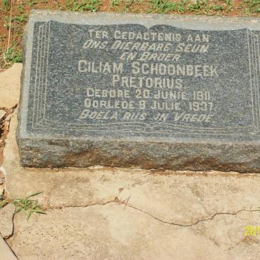 PRETORIUS Giliam Schoonbeek 1911-1937