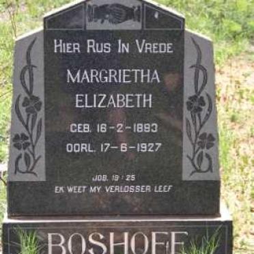 BOSHOFF Margrietha Elizabeth 1883-1927