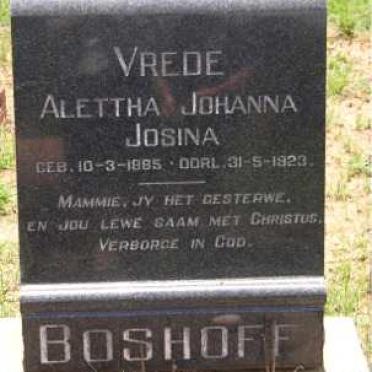 BOSHOFF  Alettha Johanna Josina 1885-1923