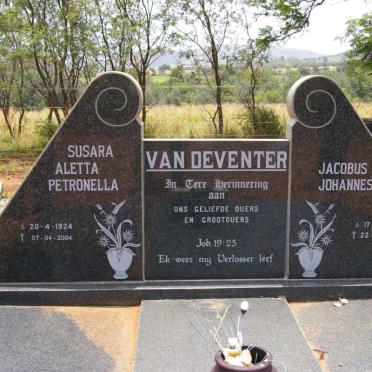 DEVENTER Jacobus Johannes, van 1918-1984 &amp; Susara Aletta Petronella 1924-2004