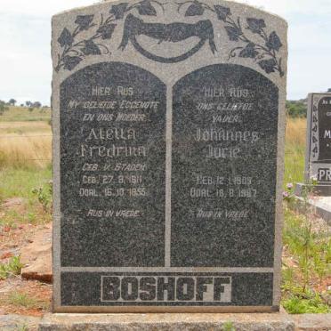 BOSHOFF Johannes Jurie 1909-1987 &amp; Aletta Fredrika V. STADEN 1911-1955