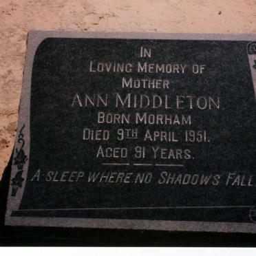 MIDDLETON Ann nee MORHAM -1951