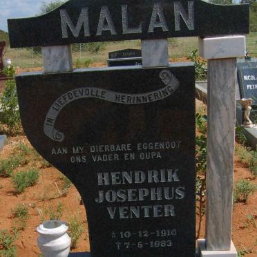 MALAN Hendrik Josephus Venter 1916-1983