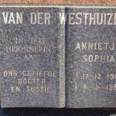 WESTHUIZEN Annietjie Sophia, van der 1967-1985