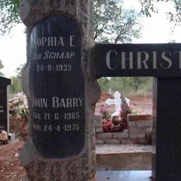 CHRISTIE John Barry 1965-1975 :: CHRISTIE Sophia E. nee SCHAAP  1933-