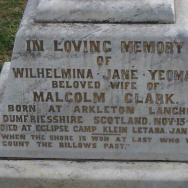 CLARK Wilhelmina Jane nee YEOMAN 1835-1895