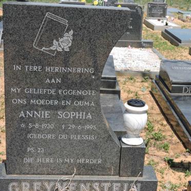 GREYVENSTEIN Annie Sophia nee DU PLESSIS 1930-1995