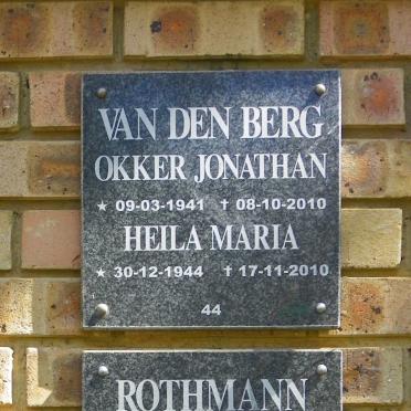 BERG Okker Jonathan 1941-2010 &amp; Heila Maria 1944-2010