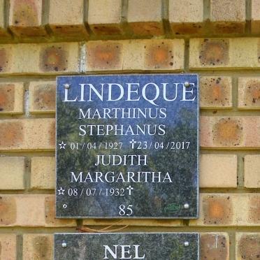 LINDEQUE Marthinus Stephanus 1927-2017 &amp; Judith Margaritha 1932-