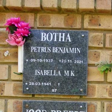 BOTHA Petrus Benjamin 1937-2021 &amp; Isabella M.K. 1941-