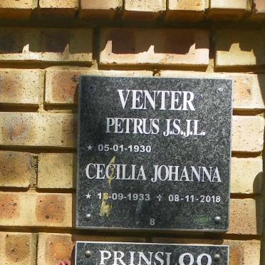 VENTER Petrus J.S.J.L. 1930- &amp; Cecilia Johanna 1933-2018