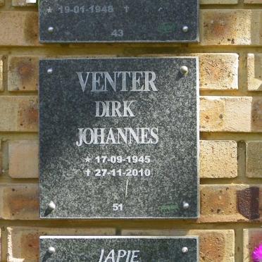 VENTER Dirk Johannes 1945-2010